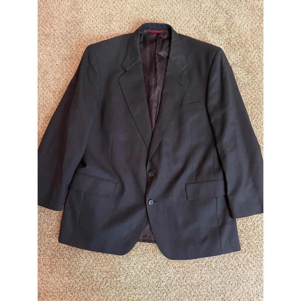 Jos A Bank Mens Blazer Jacket 48R Black Window Plaid Two Button Formal Suit Coat